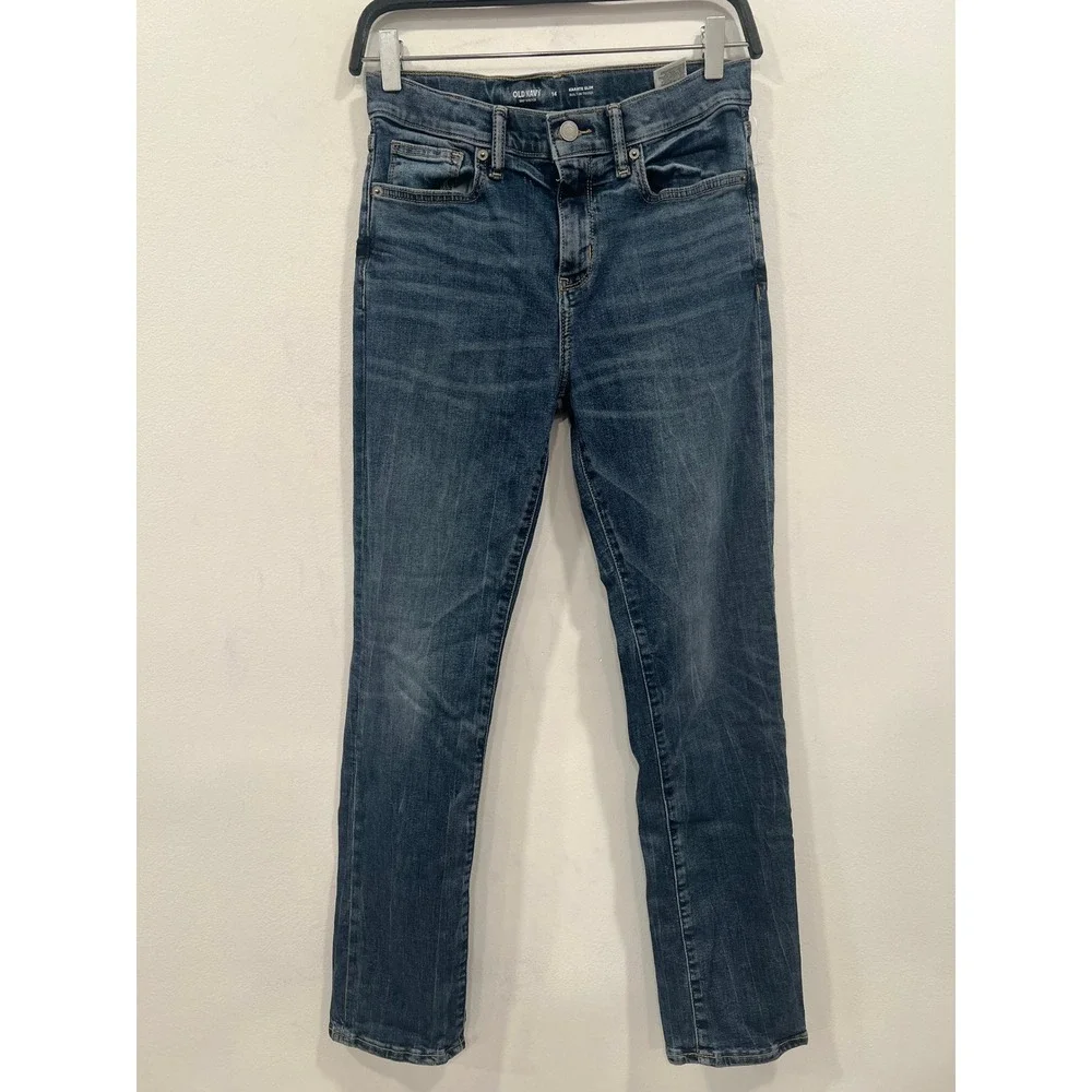 Old Navy Jeans Boys Karate Slim 360 Stretch Built-In Tough Denim Size 14 Blue